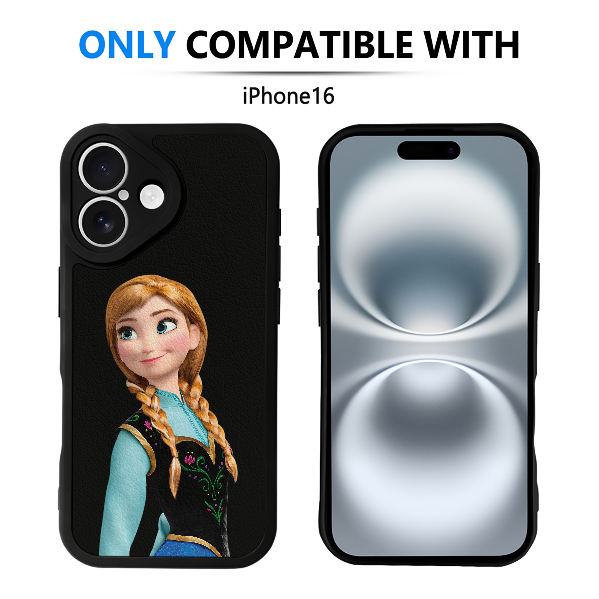 （画像用） アナと雪の女王 アンナ エルサ Frozen Anna Elsa 【iPhone 16シリーズ対応】シリコンスマホケース（レザー調） 材質：シリコン